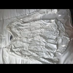 American Eagle White Lace Long Sleeve Shirt